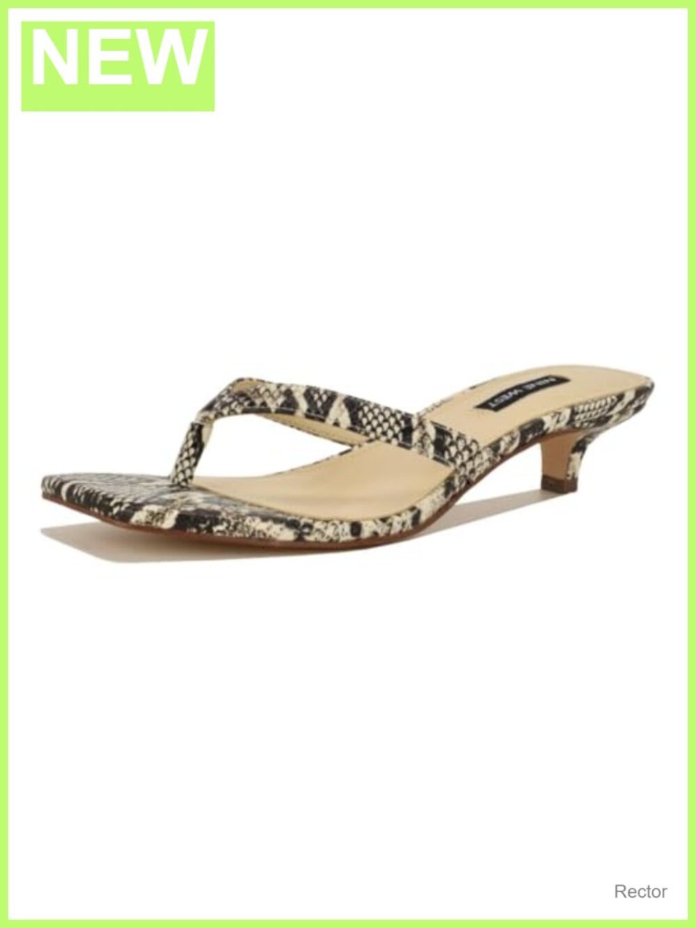 Nine West Square Toe Kitten Heel Slide Sandals Faux Leather
